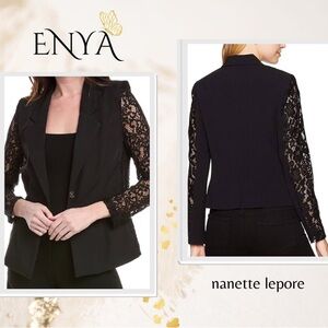 Nanette Lepore Black Lace Sleeve Women's Jacket